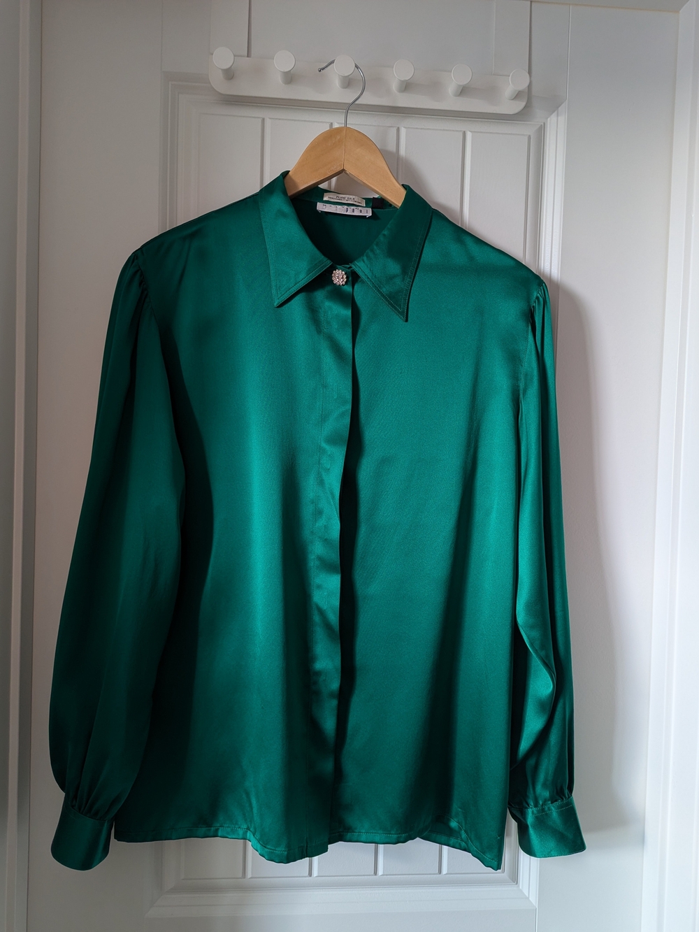 Silk Emerald Green Button-Front Blouse Size 12